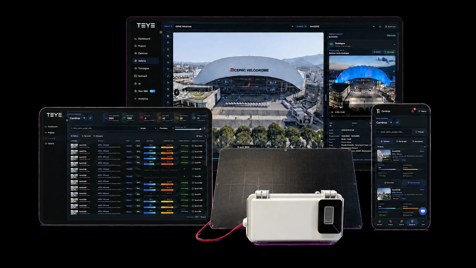 Solution ERIGE avec caméra timelapse autonome et plateforme TEYE
