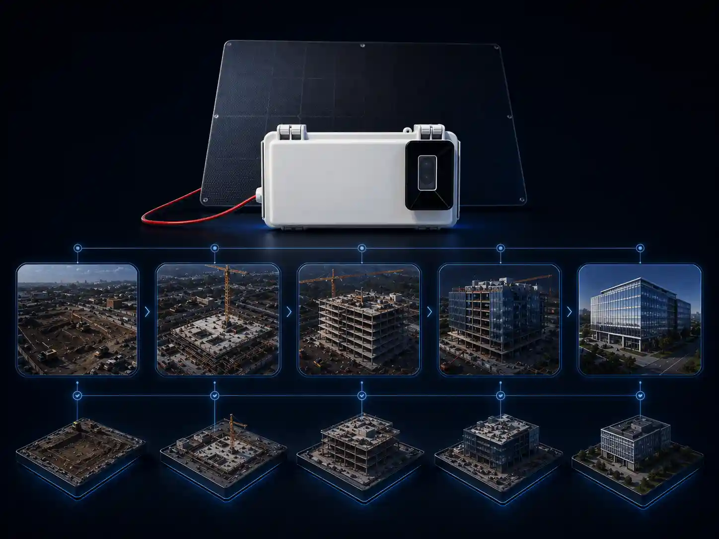Caméra chantier 4G solaire autonome ERIGE pour suivi de chantier à distance